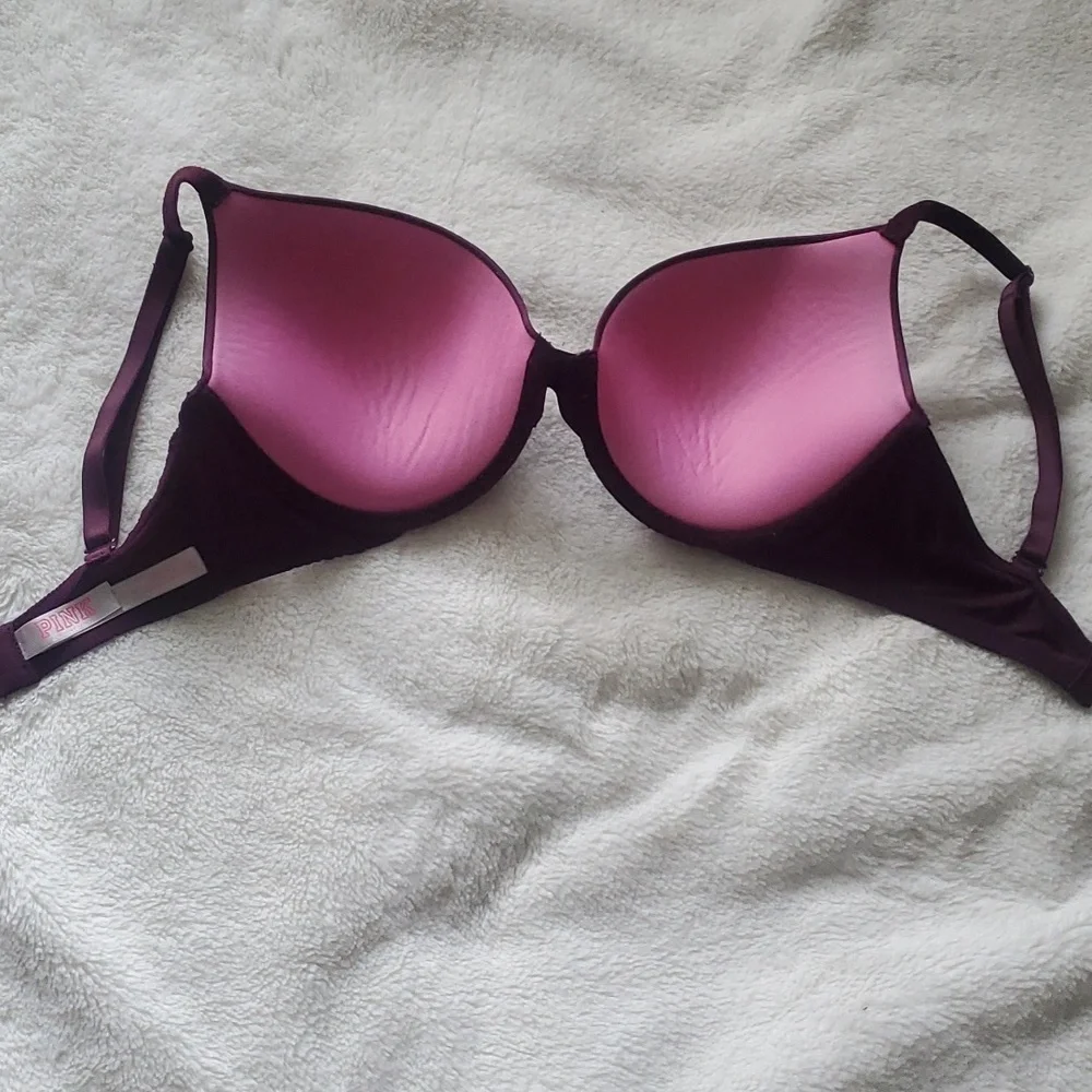 VICTORIA’S SECRET | PINK Wear Everywhere Push Up Purple Bra 32E/32DD - Picture 4 of 6